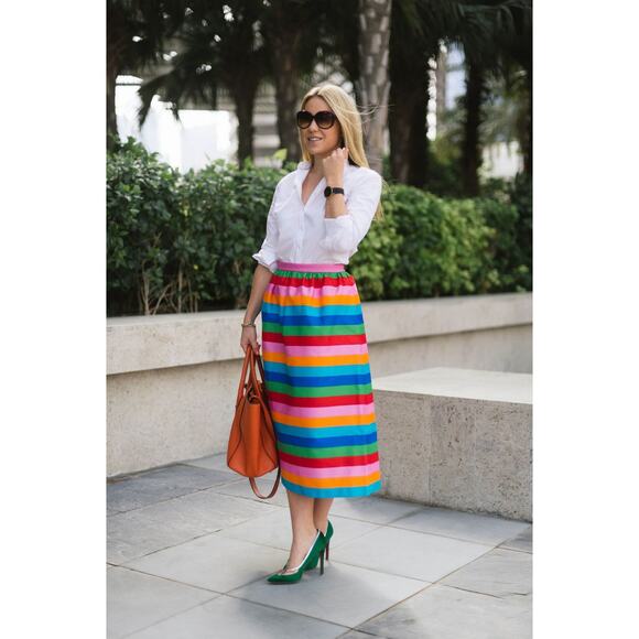 Valentino Dresses & Skirts - Valentino '1973 Collection' Silk Blend Striped Rainbow Skirt 2015 Resort Size 2